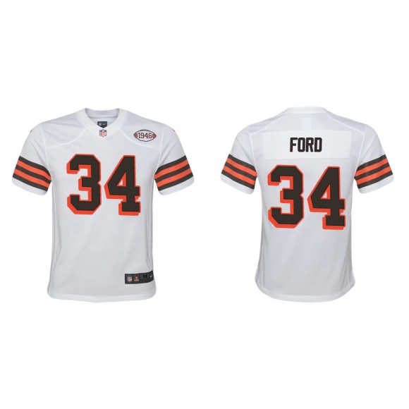 Youth Browns Jerome Ford White 1946 Collection Game Jersey