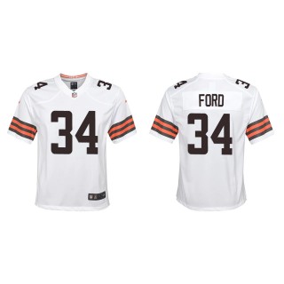 Youth Browns Jerome Ford White Game Jersey