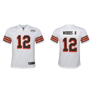 Youth Browns Michael Woods II White 1946 Collection Game Jersey