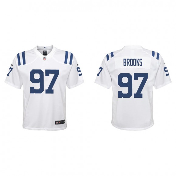 Youth Colts Curtis Brooks White Game Jersey