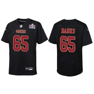 Youth 49ers Aaron Banks Black Super Bowl LVIII Carbon Fashion Game Jersey