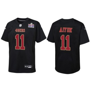 Youth 49ers Brandon Aiyuk Black Super Bowl LVIII Carbon Fashion Game Jersey