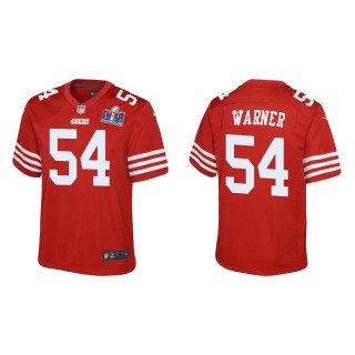 Youth 49ers Fred Warner Scarlet Super Bowl LVIII Game Jersey