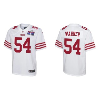 Youth 49ers Fred Warner White Super Bowl LVIII Game Jersey