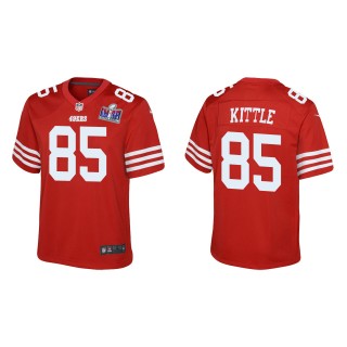 Youth 49ers George Kittle Scarlet Super Bowl LVIII Game Jersey