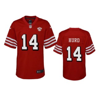 Youth 49ers Jalen Hurd Scarlet 75th Anniversary Alternate Game Jersey
