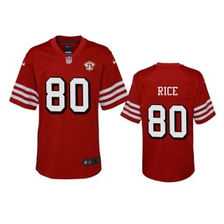Youth 49ers Jerry Rice Scarlet 75th Anniversary Alternate Game Jersey