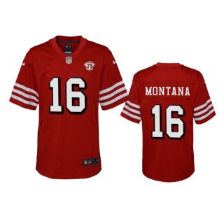 Youth 49ers Joe Montana Scarlet 75th Anniversary Alternate Game Jersey
