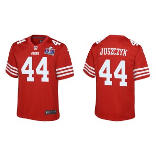 Youth 49ers Kyle Juszczyk Scarlet Super Bowl LVIII Game Jersey