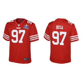 Youth 49ers Nick Bosa Scarlet Super Bowl LVIII Game Jersey