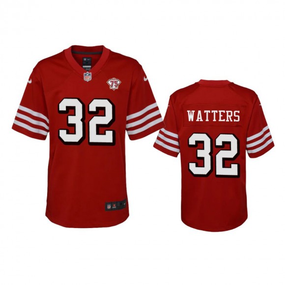 Youth 49ers Ricky Watters Scarlet 75th Anniversary Alternate Game Jersey