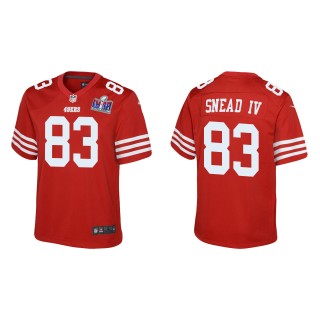 Youth 49ers Willie Snead IV Scarlet Super Bowl LVIII Game Jersey