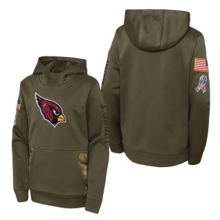 Youth Arizona Cardinals Olive 2022 Salute To Service Performance Pullover Hoodie
