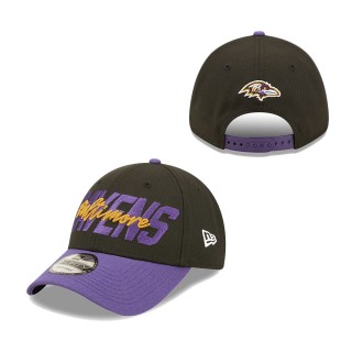 Youth Baltimore Ravens Black Purple 2022 NFL Draft 9FORTY Snapback Adjustable Hat