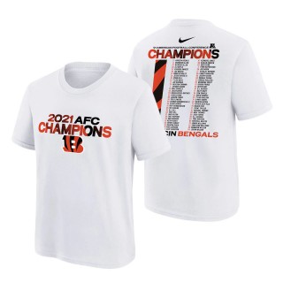 Youth Cincinnati Bengals White 2021 AFC Champions Roster T-Shirt