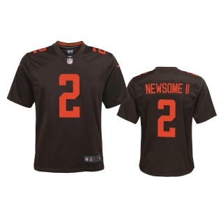 Youth Browns Greg Newsome II Brown Alternate Game Jersey