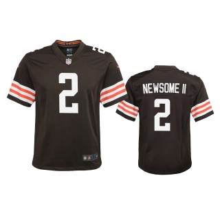 Youth Browns Greg Newsome II Brown Game Jersey