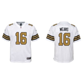 Youth Saints Bub Means White Alternate Game Jersey