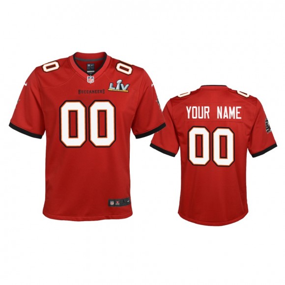 Youth Buccaneers Custom Red Super Bowl LV Game Jersey