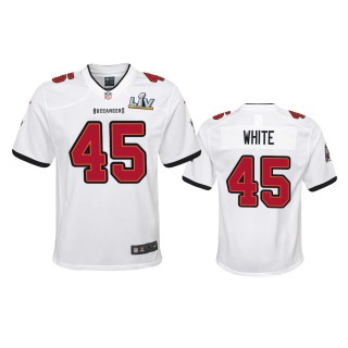 Youth Buccaneers Devin White White Super Bowl LV Game Jersey