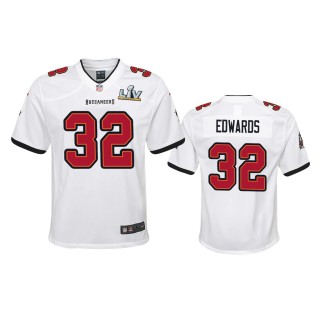 Youth Buccaneers Mike Edwards White Super Bowl LV Game Jersey