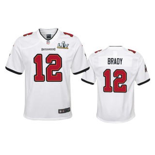 Youth Buccaneers Tom Brady White Super Bowl LV Game Jersey