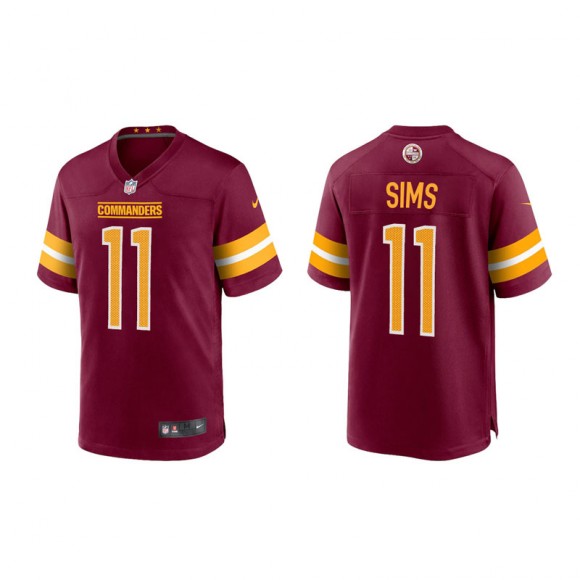 Cam Sims Commanders Game  Youth Burgundy Gold Jersey