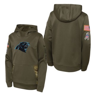 Youth Carolina Panthers Olive 2022 Salute To Service Performance Pullover Hoodie