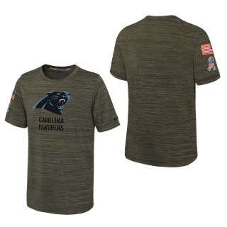 Youth Carolina Panthers Olive 2022 Salute To Service Velocity T-Shirt