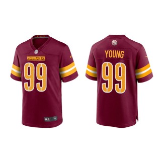 Chase Young Commanders Game  Youth Burgundy Gold Jersey