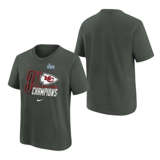 Youth Kansas City Chiefs Anthracite Three-Time Super Bowl Champions T-Shirt