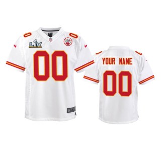 Youth Chiefs Custom White Super Bowl LV Game Jersey