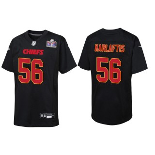 Youth Chiefs George Karlaftis Black Super Bowl LVIII Carbon Fashion Game Jersey