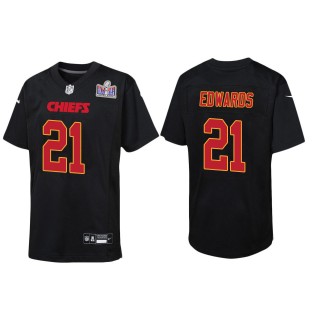 Youth Chiefs Mike Edwards Black Super Bowl LVIII Carbon Fashion Game Jersey