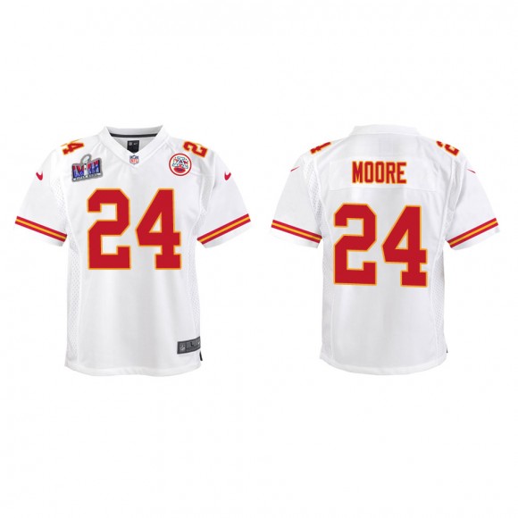 Youth Chiefs Skyy Moore White Super Bowl LVIII Game Jersey