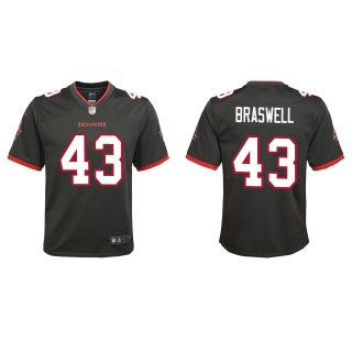 Youth Buccaneers Chris Braswell Pewter Alternate Game Jersey