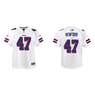 Youth Bills Christian Benford White Game Jersey