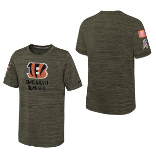 Youth Cincinnati Bengals Olive 2022 Salute To Service Velocity T-Shirt