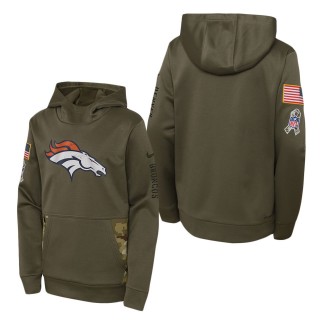 Youth Denver Broncos Olive 2022 Salute To Service Performance Pullover Hoodie
