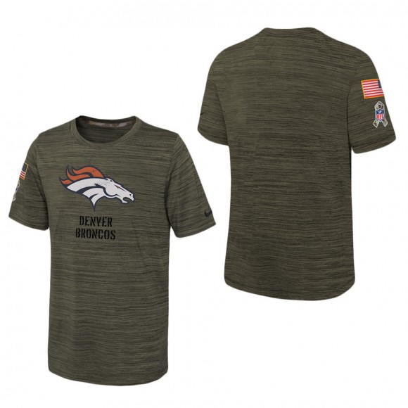 Youth Denver Broncos Olive 2022 Salute To Service Velocity T-Shirt