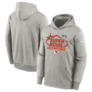 Youth Chiefs Gray Super Bowl LVIII Champions Locker Room Trophy Pullover Hoodie