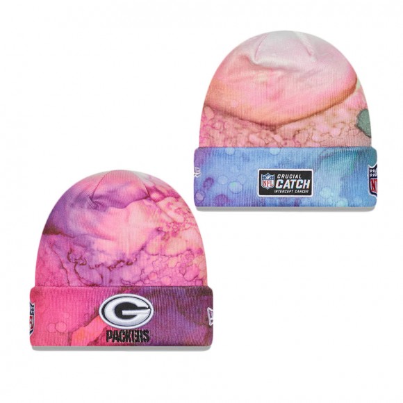 Youth Green Bay Packers Pink 2022 NFL Crucial Catch Knit Hat