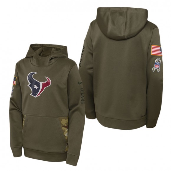 Youth Houston Texans Olive 2022 Salute To Service Performance Pullover Hoodie