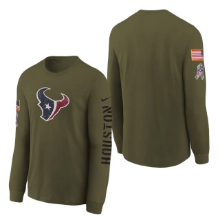 Youth Houston Texans Olive 2022 Salute To Service Team Logo Long Sleeve T-Shirt