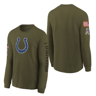 Youth Indianapolis Colts Olive 2022 Salute To Service Team Logo Long Sleeve T-Shirt