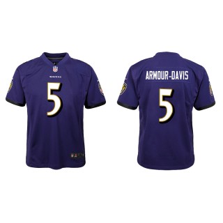 Youth Ravens Jalyn Armour-Davis Purple Game Jersey