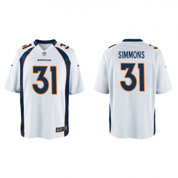 Youth Justin Simmons Denver Broncos White Game Jersey