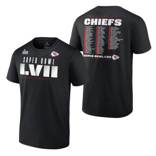Youth Kansas City Chiefs Black Super Bowl LVII Roster T-Shirt