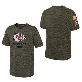 Youth Kansas City Chiefs Olive 2022 Salute To Service Velocity T-Shirt