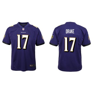 Youth Baltimore Ravens Kenyan Drake Purple Game Jersey